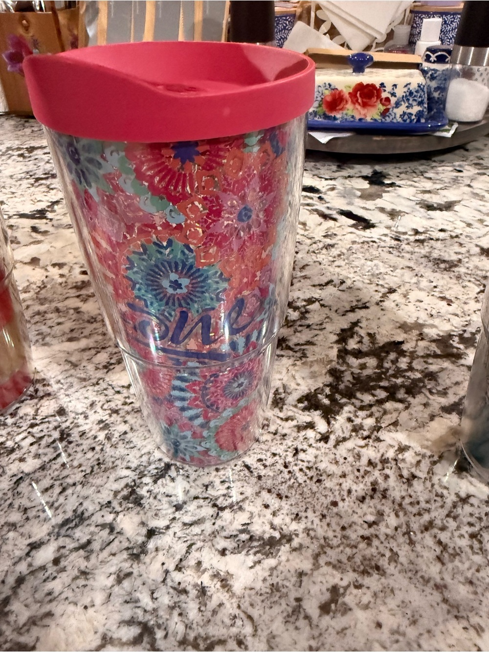 Tervis  Floral Travel Tumbler with Pink Lid